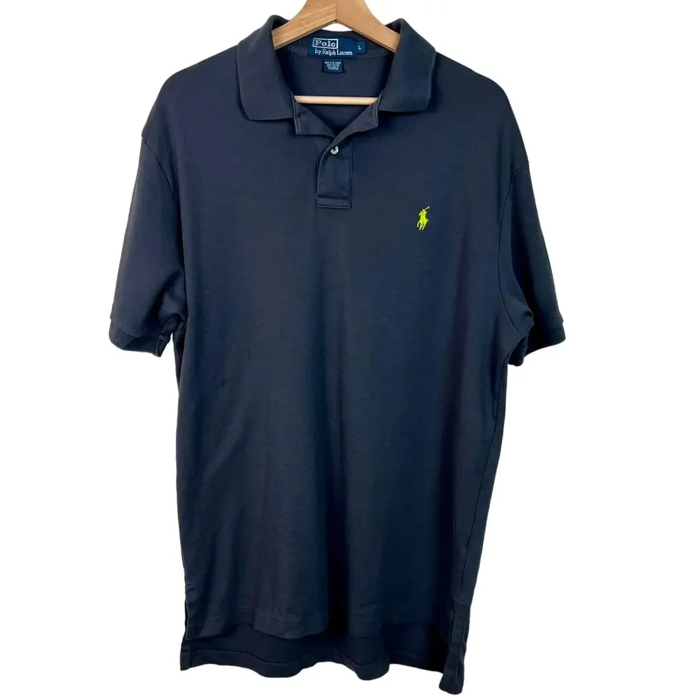 Polo Ralph Lauren Large Dark Gray Soft Knit Cotton‎ Polo Short Sleeve Shirt